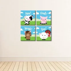 Big Dot Of Happiness Farm Animals - Barnyard Kids Home Decor - 11 X 11 Inches Nursery Wall Art - Set Of 4 Prints For Baby's Room -Graco Sales GUEST 00a0ce63 ce43 4cb4 820c 0cb53711c5db
