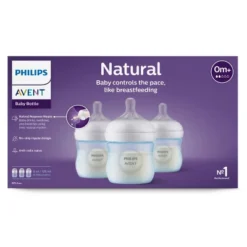 Philips Avent 3pk Natural Baby Bottle With Natural Response Nipple - Blue - 4oz