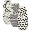 Touched By Nature Baby Organic Cotton Swaddle Wraps, Black Heart 3-Pack, 0-3 Months
