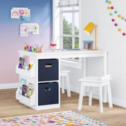 Kids' Art Activity Table With Storage And 2 Bonus Magnetic Display Bars White - RiverRidge Home -Graco Sales GUEST 04203fd6 9e1c 4709 8683 e048b9ee7f08