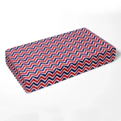 Bacati - Chevron Ikat Navy Red 100 Percent Cotton Universal Baby US Standard Crib Or Toddler Bed Fitted Sheet