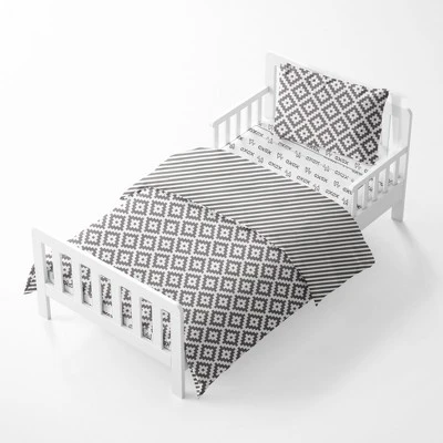 Bacati - Love Aztec Print Gray 4 Pc Toddler Bedding Set 4 Bacati - Love Aztec Print Gray 4 Pc Toddler Bedding Set - Image 2