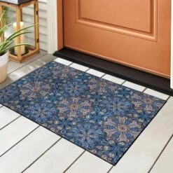 Floral Bohemian Non-Slip Washable Indoor/ Outdoor Area Rug By Blue Nile Mills