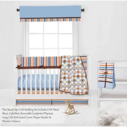 Bacati - Mod Sports Blue Orange Chocolate 6 Pc Crib Bedding Set With Long Rail Guard Cover -Graco Sales GUEST 094caea2 86e7 4033 b1bf 81926a5f43d9