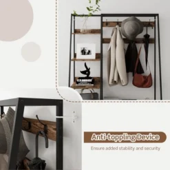Tangkula 6-in-1 Freestanding Hall Tree Coat Rack W/ Bench & Fabric Dressers Rustic Brown -Graco Sales GUEST 09c59067 114b 4246 98da eb58d74e953f