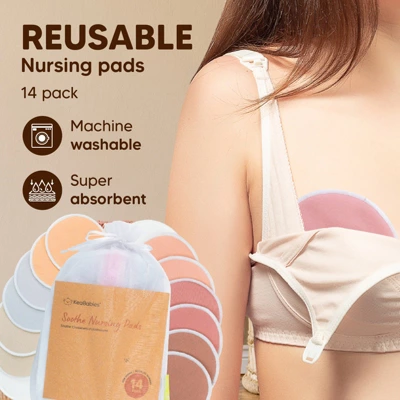 KeaBabies 14pk Soothe Reusable Nursing Pads For Breastfeeding, 4-Layers Organic Breast Pads, Washable Nipple Pads 8 KeaBabies 14pk Soothe Reusable Nursing Pads For Breastfeeding, 4-Layers Organic Breast Pads, Washable Nipple Pads - Image 6