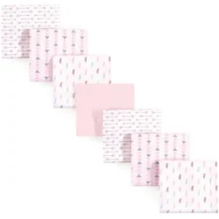 Luvable Friends Baby Girl Cotton Flannel Receiving Blankets, Girl Feathers 7-Pack, One Size