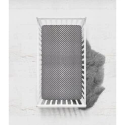 Bacati - Gray Pin Dots 100 Percent Cotton Universal Baby US Standard Crib Or Toddler Bed Fitted Sheet -Graco Sales GUEST 105e1e8f a147 4b44 9b09 0abe62fa3765