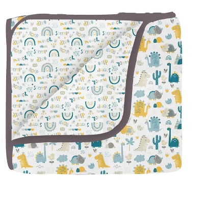 Bacati - Little Dino Boys Teal/Yellow Muslin 6 Pc Crib Bedding Set With Crib Musical Mobile 4 Bacati - Little Dino Boys Teal/Yellow Muslin 6 Pc Crib Bedding Set With Crib Musical Mobile - Image 2