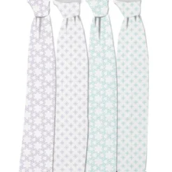 Bacati - Petals/Floral Muslin Swaddling Blankets Set Of 4 Aqua/Lilac -Graco Sales GUEST 1187de28 a832 41d7 b48b 5727f048f72e