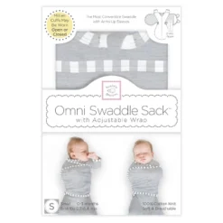 Omni Swaddle Wrap & Arms Up Sleeves & Mitten Cuffs - Heathered Gray With Stripe Trim 0-3 Months -Graco Sales GUEST 1259280f a39a 48f4 98d8 30d733510c43