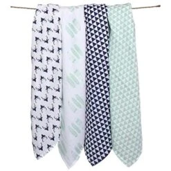 Bacati - Noah Mint/Navy Buck/Feathers/Triangles Muslin Swaddling Blankets Set Of 4 -Graco Sales GUEST 13215e0d 8ad9 4b94 bf36 18bf1e6027ba