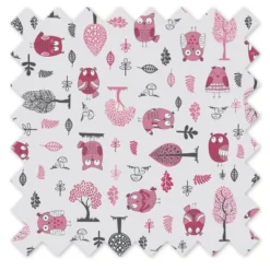 Bacati - Owls Pink/Gray Girls Cotton Crib/Toddler Girls Cotton Crib Skirt