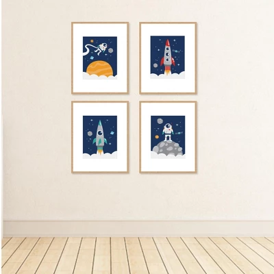 Big Dot Of Happiness Blast Off To Outer Space - Unframed Rocket Ship Nursery And Kids Room Linen Paper Wall Art - Set Of 4 - Artisms - 8 X 10 Inches 4 Big Dot Of Happiness Blast Off To Outer Space - Unframed Rocket Ship Nursery And Kids Room Linen Paper Wall Art - Set Of 4 - Artisms - 8 X 10 Inches - Image 2