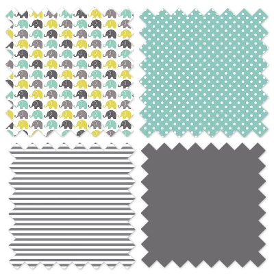 Bacati - Elephants Mint Yellow Gray 3 Pc Toddler Bed Sheet Set 6 Bacati - Elephants Mint Yellow Gray 3 Pc Toddler Bed Sheet Set - Image 4