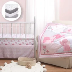 The Peanutshell Pink Elephant Crib Bedding Set, 3pc To 12 Pc, For Girls -Graco Sales GUEST 1a0f609f 9388 4e92 bdf6 24cd1c81d356