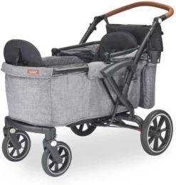 Larktale Sprout Single-to-Double Stroller/Wagon - Expandable And Foldable Stroller Wagon With Canopy, Storage, And Accessories - Nightcliff Stone