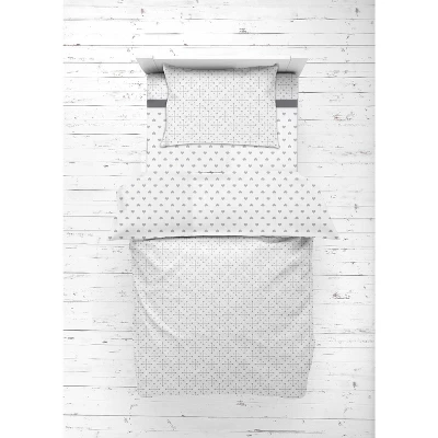 Bacati - Love/Hearts Muslin 4 Pc Toddler Bedding Set, Gray 6 Bacati - Love/Hearts Muslin 4 Pc Toddler Bedding Set, Gray - Image 4