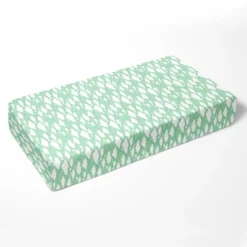 Bacati - Mint Clouds 100 Percent Cotton Universal Baby US Standard Crib Or Toddler Bed Fitted Sheet