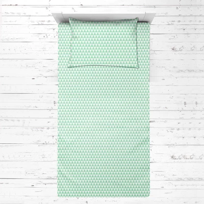 Bacati - Noah Triangles Mint Muslin 3 Pc Toddler Bed Sheet Set 4 Bacati - Noah Triangles Mint Muslin 3 Pc Toddler Bed Sheet Set - Image 2