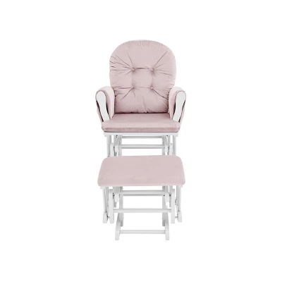 Suite Bebe Mason Glider And Ottoman - White Wood And Pink Fabric 4 Suite Bebe Mason Glider And Ottoman - White Wood And Pink Fabric - Image 2