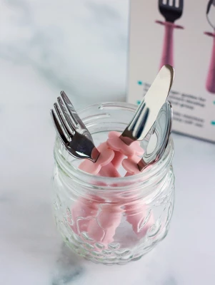 Grabease 3-Piece Stainless Steel Utensil Set For Independent Self-Feeding: Fork, Spoon & Curve-Tip Safety Knife For 18 Months & Up 6 Grabease 3-Piece Stainless Steel Utensil Set For Independent Self-Feeding: Fork, Spoon & Curve-Tip Safety Knife For 18 Months & Up - Image 4