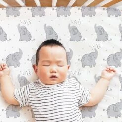 The Peanutshell Not So Basic Elephant 4-Pack Crib Fitted Sheet Set In Grey/White -Graco Sales GUEST 2b4f4a91 007f 4751 baf4 1fa822a42272