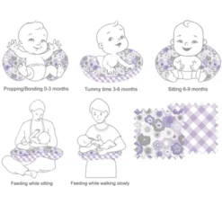 Bacati - 3 Pc Watercolor Floral Purple Gray Hugster Feeding & Infant Support Nursing Pillow -Graco Sales GUEST 2f856e27 becf 413e 99cd d0a96d5350b8