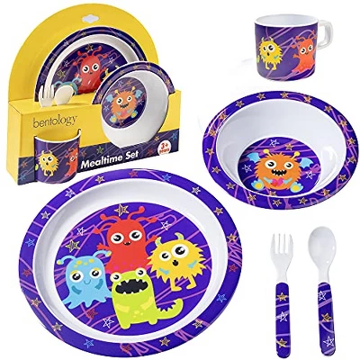 Laptop Lunches 5 Pc Mealtime Feeding Set For Kids And Toddlers - Monster - Includes Plate, Bowl, Cup, Fork And Spoon Utensil Flatware 3 Laptop Lunches 5 Pc Mealtime Feeding Set For Kids And Toddlers - Monster - Includes Plate, Bowl, Cup, Fork And Spoon Utensil Flatware