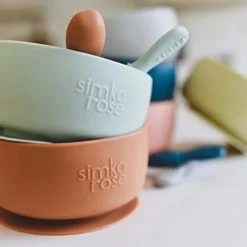 Simka Rose Silicone Baby Bowl And Spoon Set -Graco Sales GUEST 322ae9e0 728b 40f8 8775 121adafe7aac
