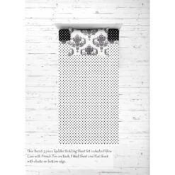 Bacati - Classic Damask Black Gray White 3 Pc Toddler Bed Sheet Set -Graco Sales GUEST 333e9435 f626 4bf6 8ac0 e4a2b338d9bb