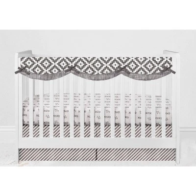 Bacati - Love Aztec Design/Print Gray/Silver 6 Pc Crib Bedding Set With Long Rail Guard Cover 10 Bacati - Love Aztec Design/Print Gray/Silver 6 Pc Crib Bedding Set With Long Rail Guard Cover - Image 8