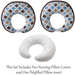 Bacati - 3 Pc Mod Diamond/Stripes Aqua Chocolate Hugster Feeding & Infant Support Nursing Pillow -Graco Sales GUEST 3724b9d4 7c07 4b66 9f20 8668ad55e3e1
