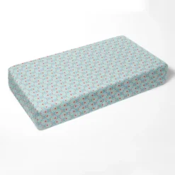 Bacati - Florette Printed Coral Aqua 100 Percent Cotton Universal Baby US Standard Crib Or Toddler Bed Fitted Sheet