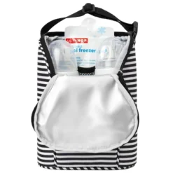 Skip Hop Insulated Breast Milk Cooler And Baby Bottle Bag - Black & White Stripe 24qt