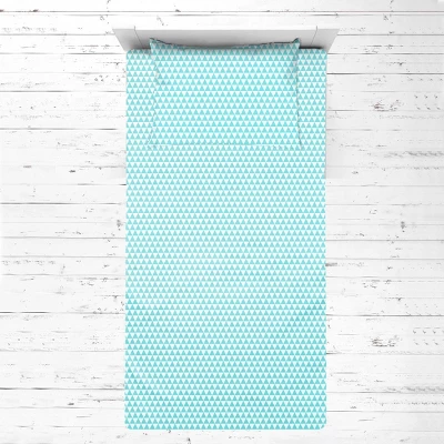 Bacati - Liam Triangles Aqua Muslin 3 Pc Toddler Bed Sheet Set 4 Bacati - Liam Triangles Aqua Muslin 3 Pc Toddler Bed Sheet Set - Image 2