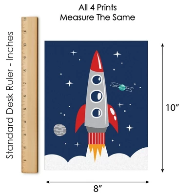 Big Dot Of Happiness Blast Off To Outer Space - Unframed Rocket Ship Nursery And Kids Room Linen Paper Wall Art - Set Of 4 - Artisms - 8 X 10 Inches 6 Big Dot Of Happiness Blast Off To Outer Space - Unframed Rocket Ship Nursery And Kids Room Linen Paper Wall Art - Set Of 4 - Artisms - 8 X 10 Inches - Image 4
