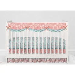 Bacati - Paisley Sophia Coral Aqua 6 Pc Crib Bedding Set With Long Rail Guard Cover -Graco Sales GUEST 3c0e611a 941b 422f b555 cf89405c9b57