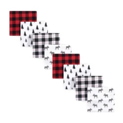 Hudson Baby Infant Boy Cotton Flannel Receiving Blankets, Moose 8-Piece, One Size
