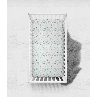 Bacati - Soccerball Green/Gray Muslin 100 Percent Cotton Universal Baby US Standard Crib Or Toddler Bed Fitted Sheet 4 Bacati - Soccerball Green/Gray Muslin 100 Percent Cotton Universal Baby US Standard Crib Or Toddler Bed Fitted Sheet - Image 2