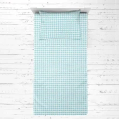 Bacati - Houndstooth Aqua Muslin 3 Pc Toddler Bed Sheet Set 100 Percent Cotton -Graco Sales GUEST 472865b7 3046 41e7 8a31 51112c3d819b