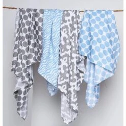 Bacati - Ikat Blue/Gray Swaddling Muslin Blankets Set Of 4 -Graco Sales GUEST 475dba00 0b5f 4dd9 9d7f 08b83e8c198e