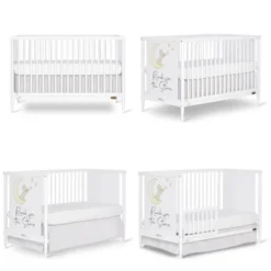 Dream On Me Moon Bear Reaching For The Stars 4 In 1 Modern Island Convertible Crib With Rounded Spindles Mural On One End Panel, White Finish -Graco Sales GUEST 47718efe f6a7 4483 b530 886c65cb2520