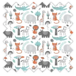 Bacati - Safari Animals Allover Print Aqua Orange Gray 100 Percent Cotton Universal Baby US Standard Crib Or Toddler Bed Fitted Sheet -Graco Sales GUEST 47cb02d9 2393 4845 8af9 a61095b3e130