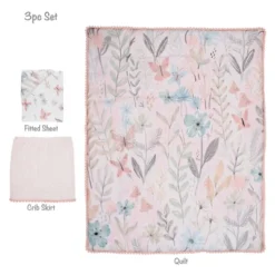 Lambs & Ivy Baby Blooms 3-Piece Pink Floral/Butterfly Baby Crib Bedding Set -Graco Sales GUEST 4825fe29 2591 47cc a6e6 a3f6958c11ca