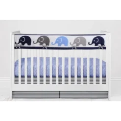 Bacati - Elephants Blue/Navy/Gray 6 Pc Crib Bedding Set With Long Rail Guard Cover 16 Bacati - Elephants Blue/Navy/Gray 6 Pc Crib Bedding Set With Long Rail Guard Cover -Graco Sales GUEST 48d06168 9157 420f 8ccb 8192a35199d2