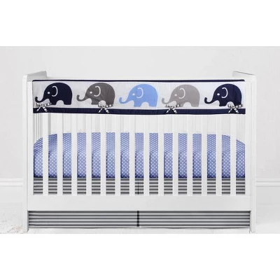 Bacati - Elephants Blue/Navy/Gray 6 Pc Crib Bedding Set With Long Rail Guard Cover 7 Bacati - Elephants Blue/Navy/Gray 6 Pc Crib Bedding Set With Long Rail Guard Cover - Image 5