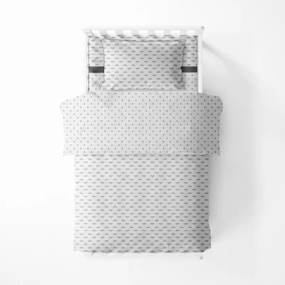 Bacati - Love/Hearts Muslin 4 Pc Toddler Bedding Set, Gray 4 Bacati - Love/Hearts Muslin 4 Pc Toddler Bedding Set, Gray - Image 2