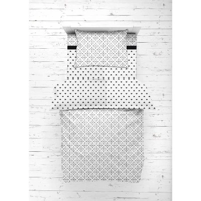 Bacati - Love/Hearts Muslin 4 Pc Toddler Bedding Set, Black 6 Bacati - Love/Hearts Muslin 4 Pc Toddler Bedding Set, Black - Image 4