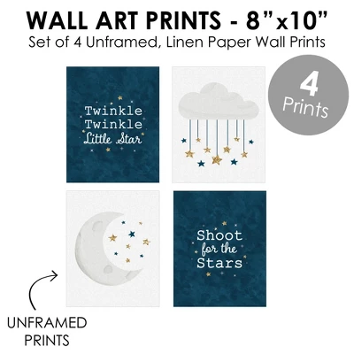 Big Dot Of Happiness Twinkle Twinkle Little Star - Unframed Moon & Cloud Nursery And Kids Room Linen Paper Wall Art - Set Of 4 Artisms - 8 X 10 Inches 5 Big Dot Of Happiness Twinkle Twinkle Little Star - Unframed Moon & Cloud Nursery And Kids Room Linen Paper Wall Art - Set Of 4 Artisms - 8 X 10 Inches - Image 3